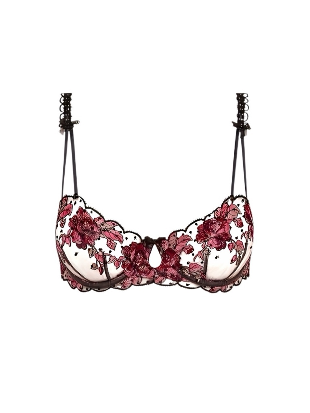 For Love And Lemons Floral Embroidered Sheer Balconette Bra XS 32B 30C 34A NWT